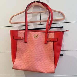 Michael Kors Red and Pink Tote Bag